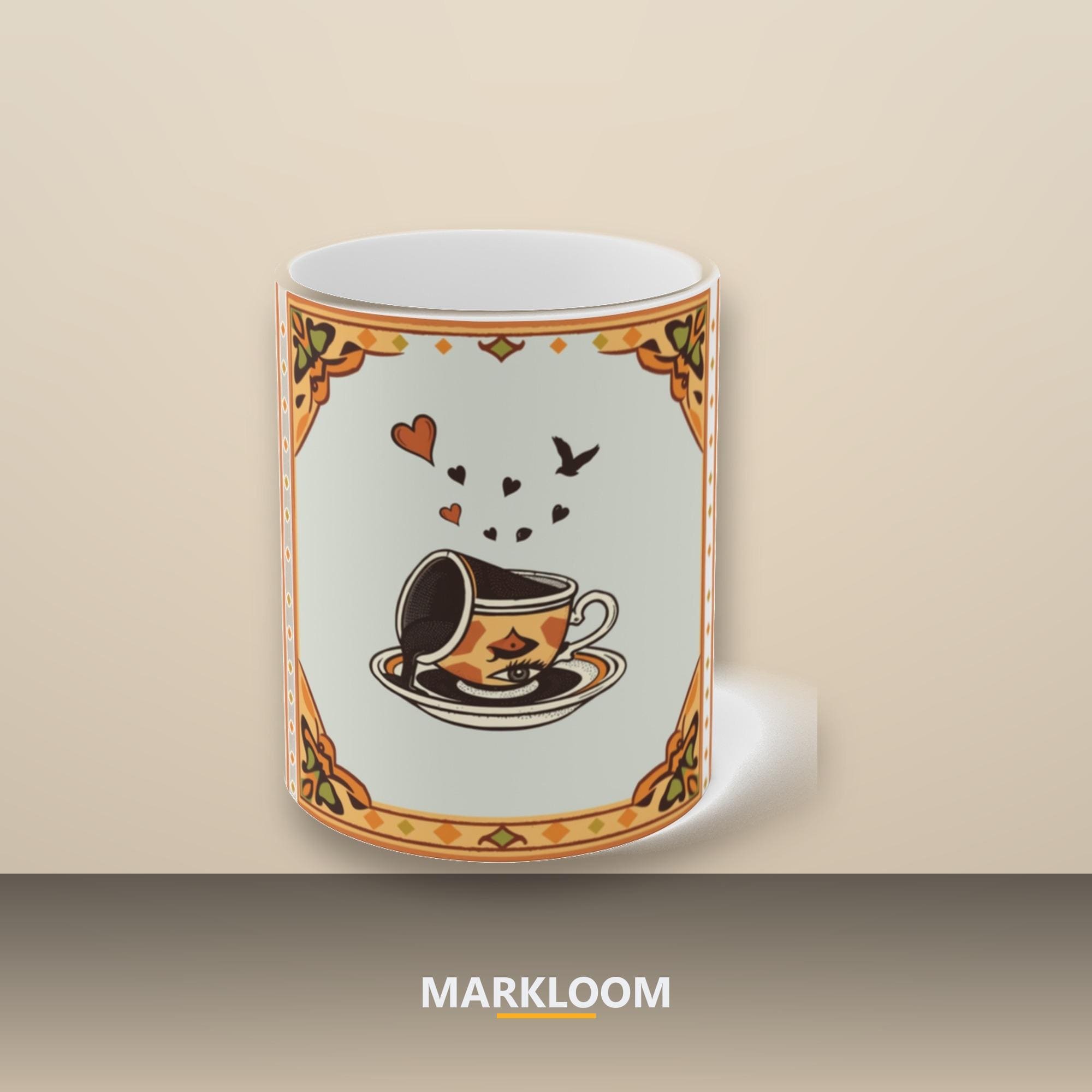 Turkish Coffee Fortune Mug, Ceramic Cup Reading, Istanbul Kahvehane Design