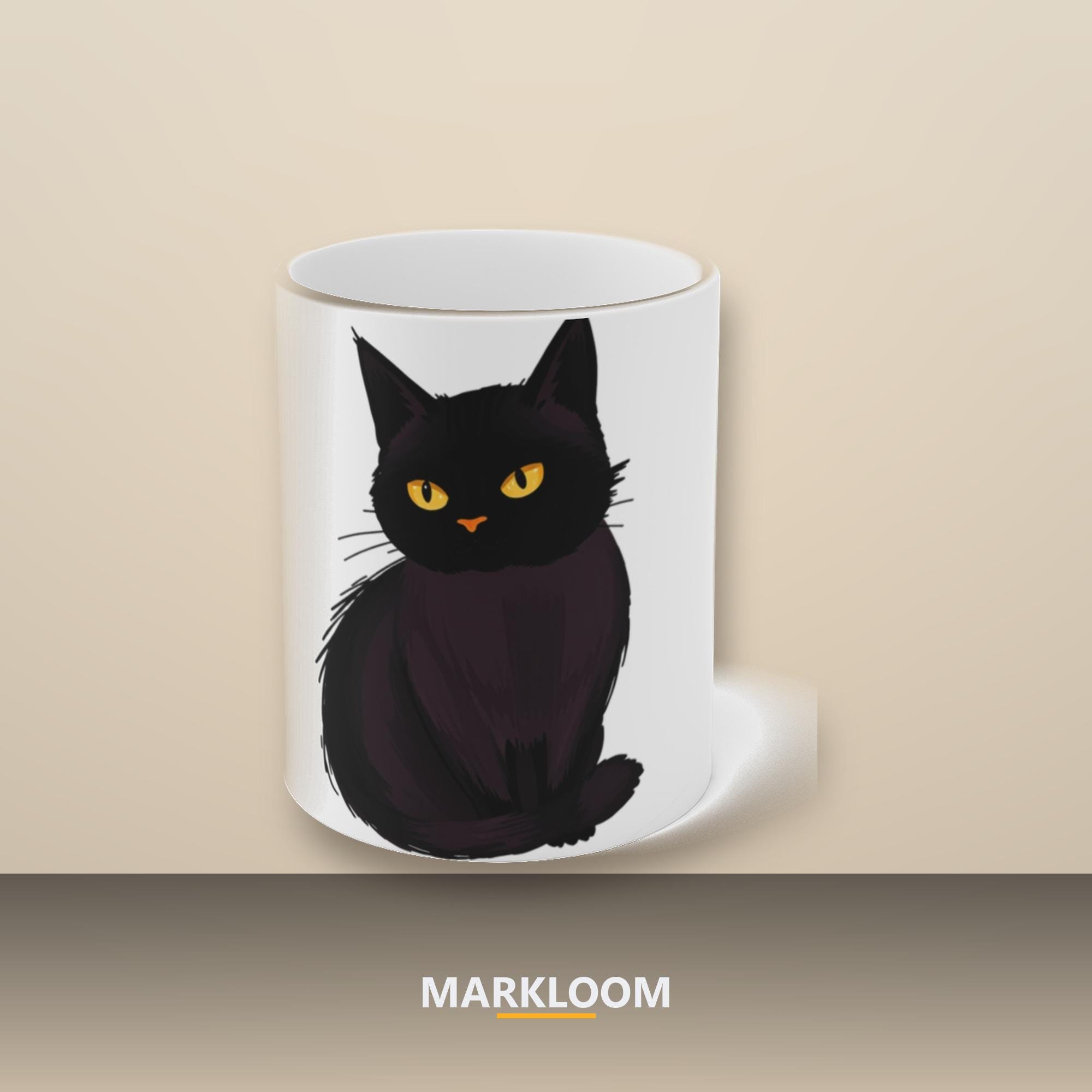 Void Cat Mug, Black Cat Lover Gift, Witchy Gothic Ceramic Cup
