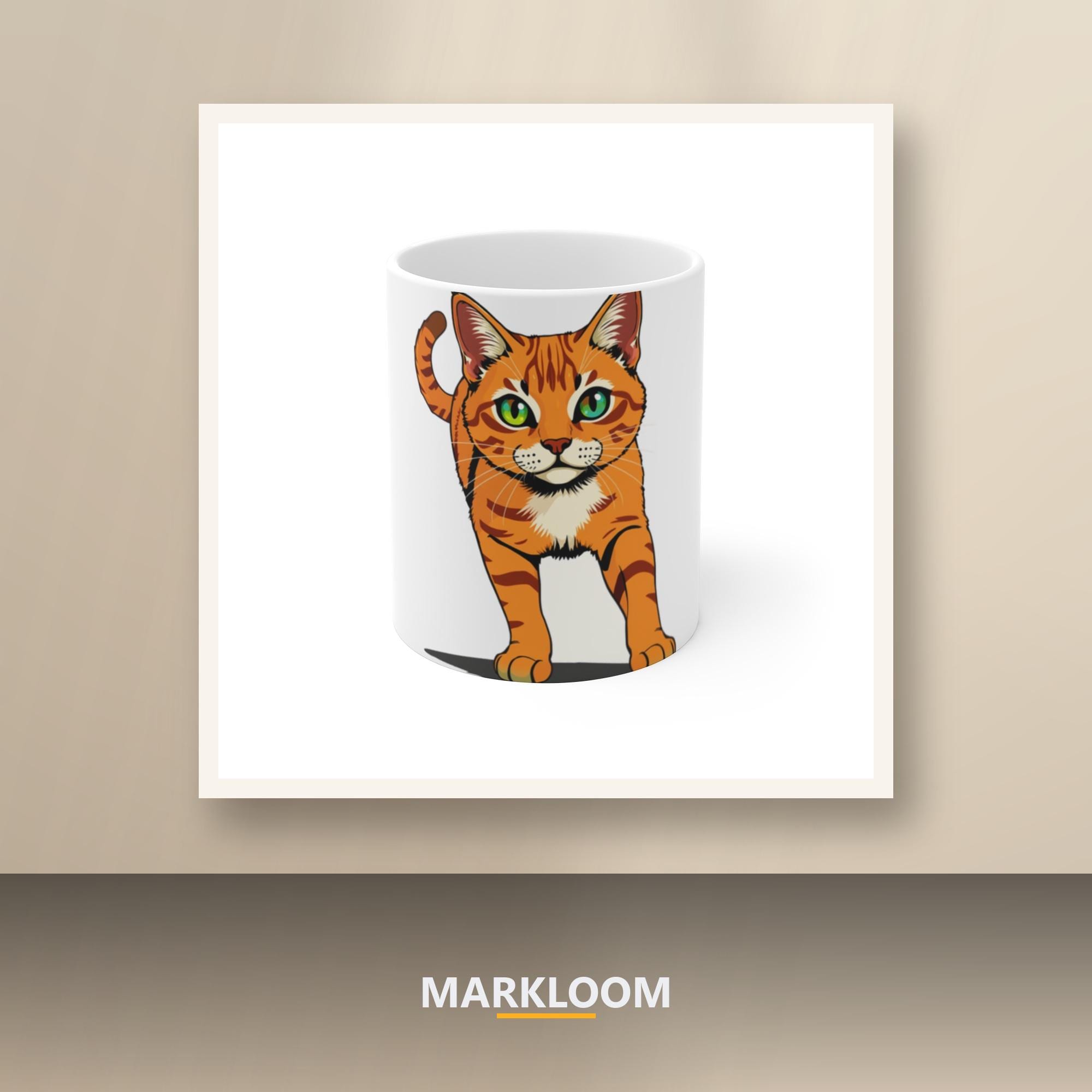 Orange Tabby Cat Mug, Painterly Portrait, Chaotic Ginger Cat Coffee Cup