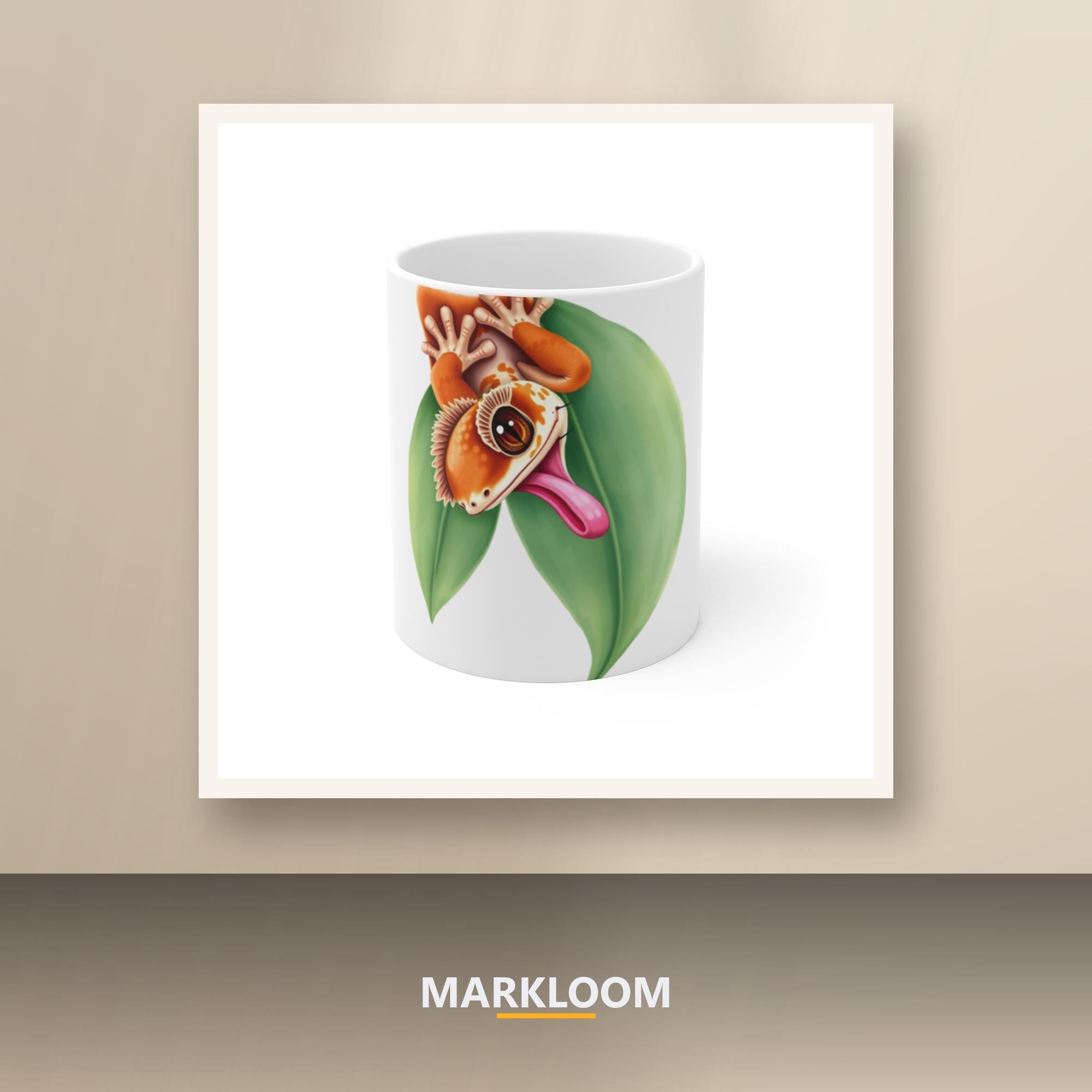 Sticky-Toed Menace - Painterly Harlequin Crested Gecko 11oz Mug, Eyelash Gecko Keeper Coffee Cup, Crestie Owner and Bioactive Vivarium Rep