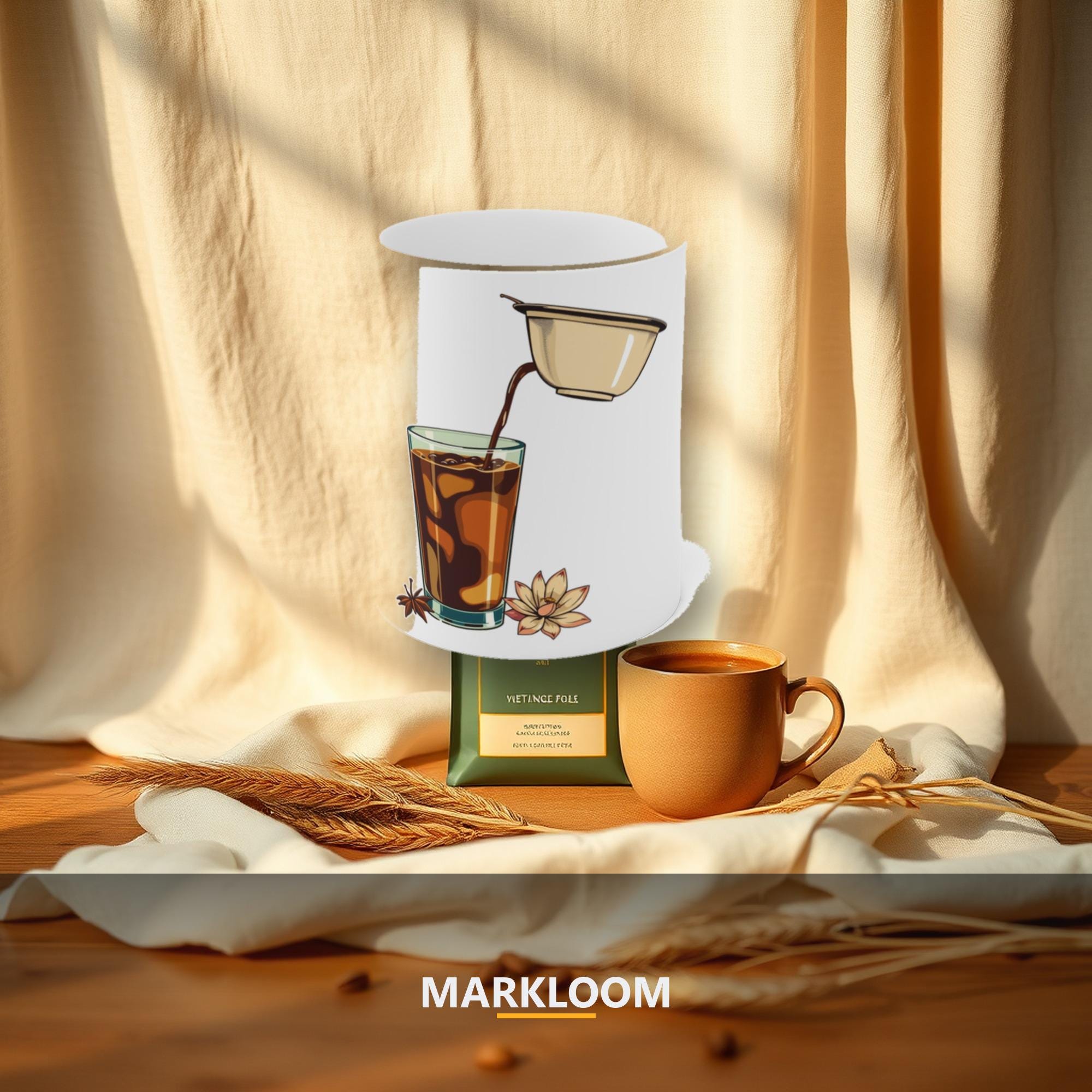 Vietnamese Coffee Mug, Ca Phe Sua Da, Phin Filter Illustration, Heritage Gift