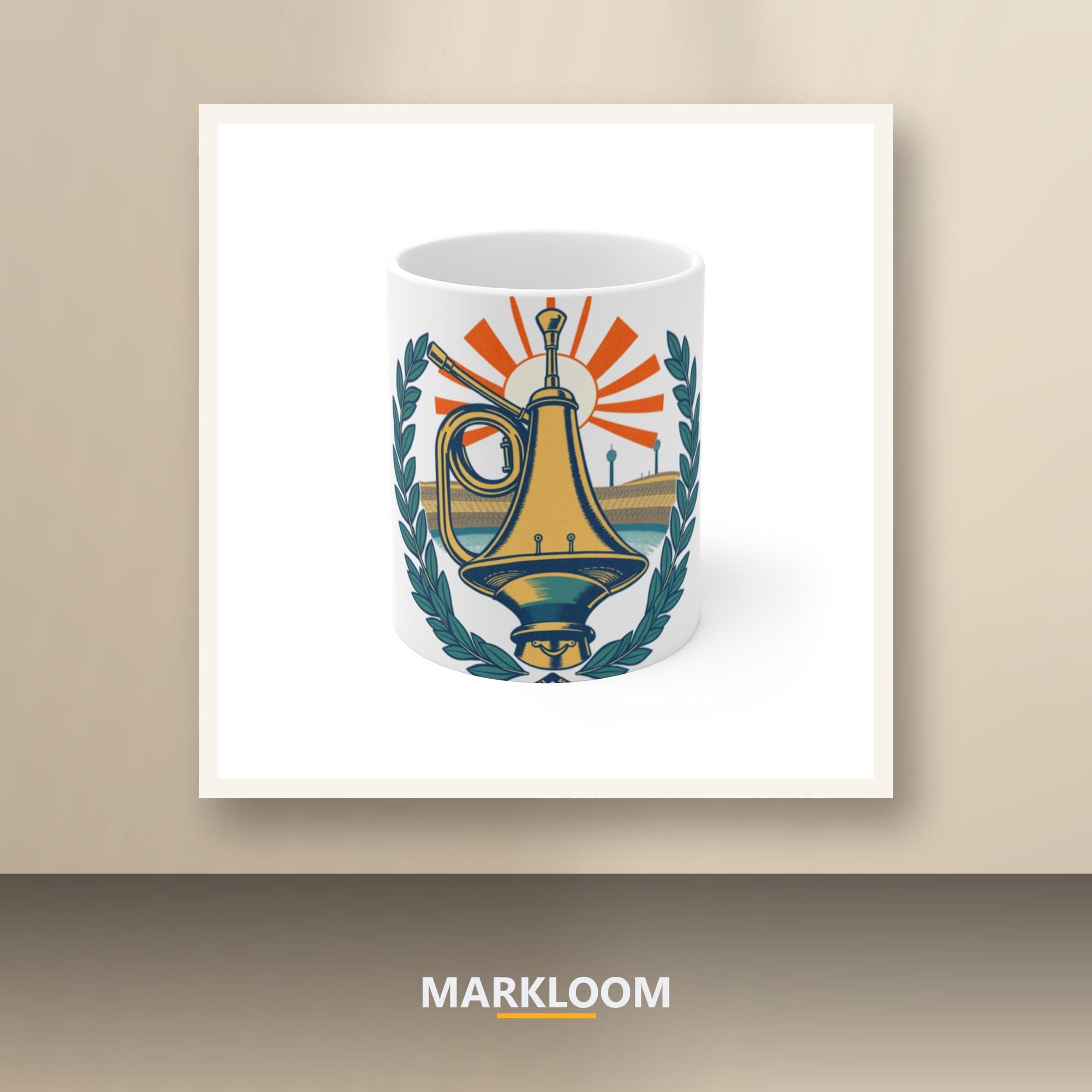 Marching Band Director Mug – Illustrated Sousaphone, Shako, Metronome (11oz)