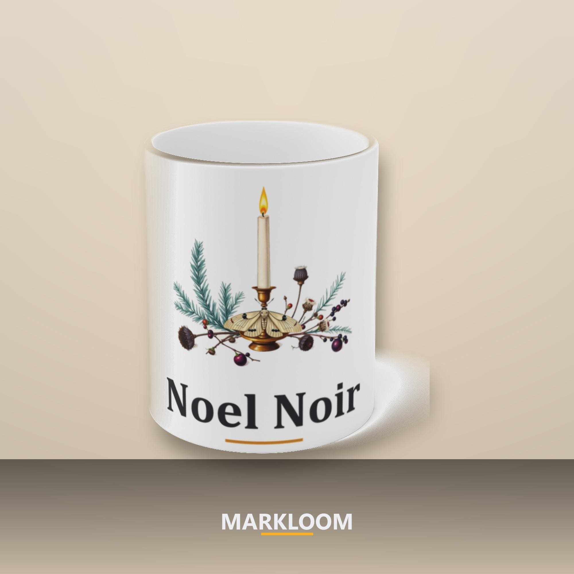 Dark Academia Ceramic Mug, Gothic Winter Still-Life Candle Print