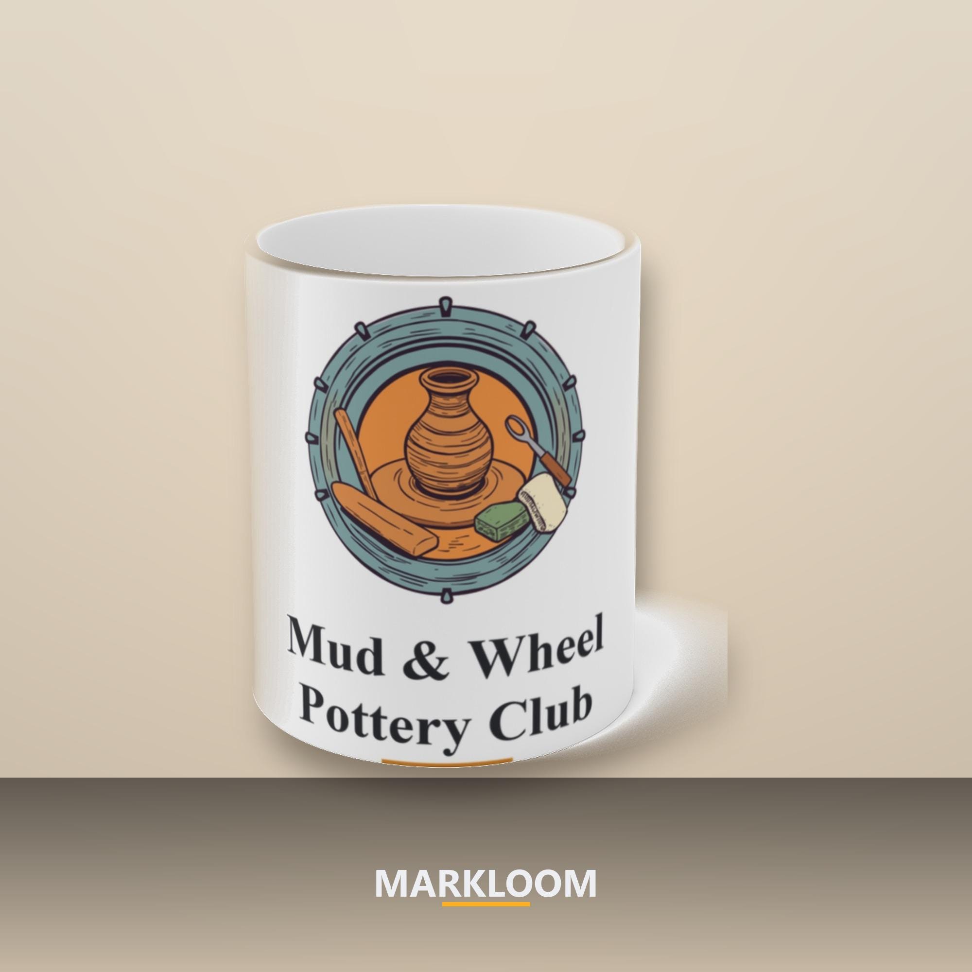 Mud & Wheel Pottery Club Mug, Ceramic Art Gift