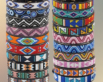 Massai Perlen Leder Hundehalsband - Handgefertigtes Afrikanisches Mode Haustier Accessoire, Wasserdicht, Robust