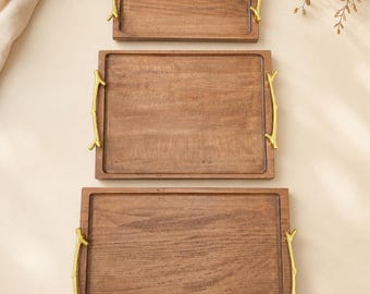 Bandeja de madera para comida y decoración del hogar
