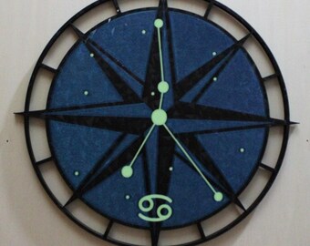 Cancer Constellation Wall Art, Glow in the Dark Zodiac Decor, 3D Printed Celestial Compass, Astrology Gift