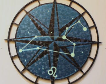 Leo Constellation Wall Art, Glow in the Dark Zodiac Decor, 3D Printed Celestial Compass, Astrology Gift