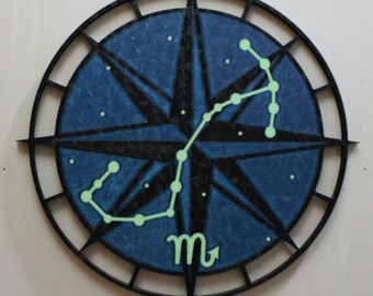 Scorpio Constellation Wall Art, Glow in the Dark Zodiac Decor, 3D Printed Celestial Compass, Astrology Gift