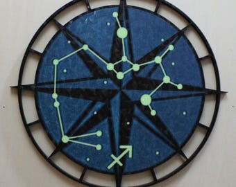 Sagittarius Constellation Wall Art, Glow in the Dark Zodiac Decor, 3D Printed Celestial Compass, Astrology Gift