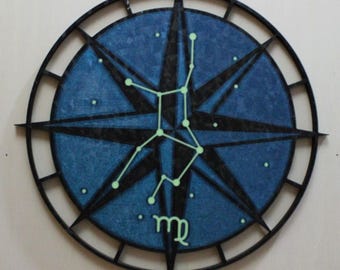 Virgo Constellation Wall Art, Glow in the Dark Zodiac Decor, 3D Printed Celestial Compass, Astrology Gift