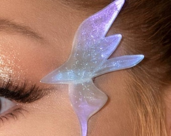 Adorno facial de alas de hada a medida / Accesorio holográfico para colorear tú mismo / Joyería festivalera en blanco, personalizable