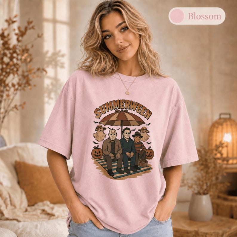 Summerween Shirt, Comfort Colors Summer Halloween Tee, Spooky Beach Party Shirt, Retro Horror Summer Shirt, Halloween Lover Gift image 13