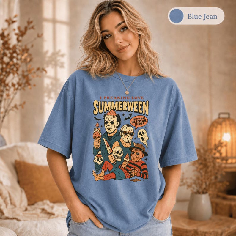 I Freaking Love Summerween Shirt, Comfort Colors Summer Halloween Tee, Funny Ice Cream Monster Shirt, Spooky Summer Gift Bild 14