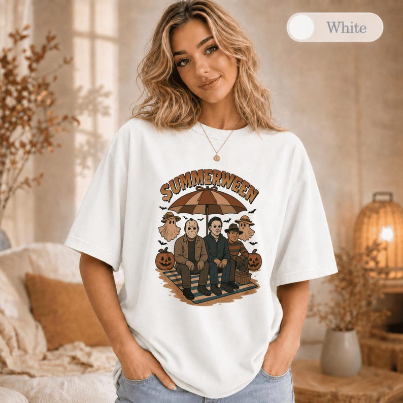 Summerween Shirt, Comfort Colors Summer Halloween Tee, Spooky Beach Party Shirt, Retro Horror Summer Shirt, Halloween Lover Gift image 12