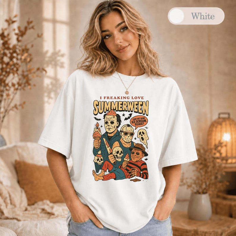 I Freaking Love Summerween Shirt, Comfort Colors Summer Halloween Tee, Funny Ice Cream Monster Shirt, Spooky Summer Gift Bild 10