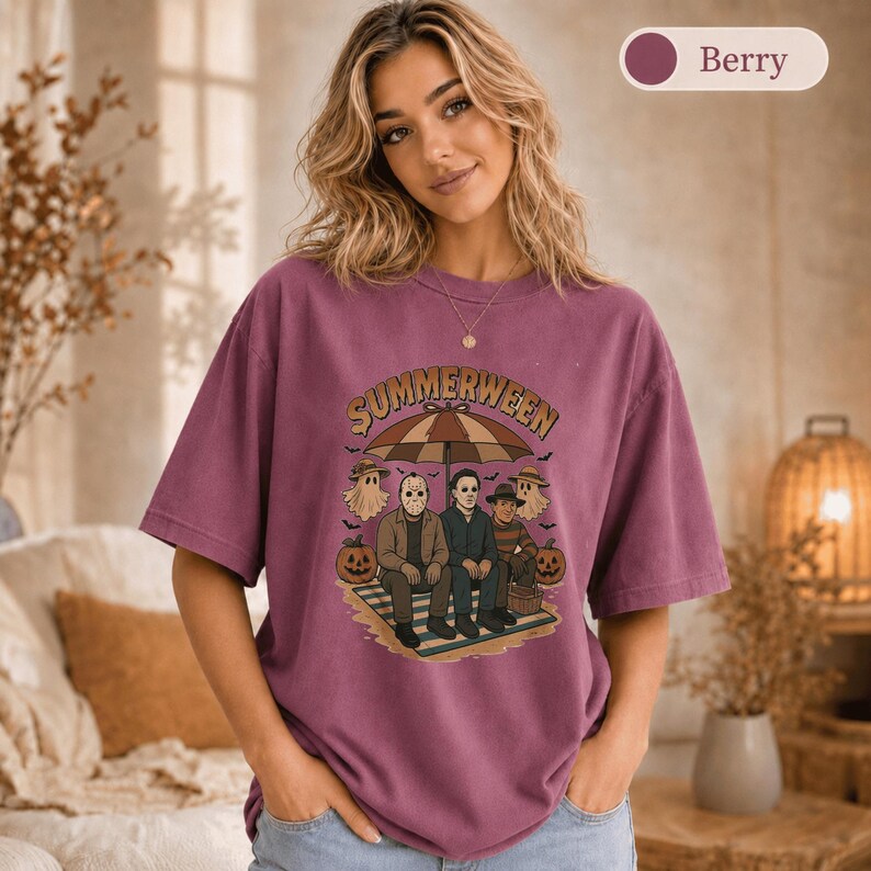 Summerween Shirt, Comfort Colors Summer Halloween Tee, Spooky Beach Party Shirt, Retro Horror Summer Shirt, Halloween Lover Gift image 14