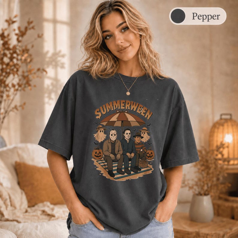 Summerween Shirt, Comfort Colors Summer Halloween Tee, Spooky Beach Party Shirt, Retro Horror Summer Shirt, Halloween Lover Gift image 9