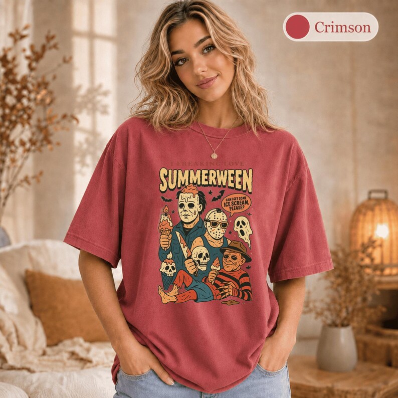 I Freaking Love Summerween Shirt, Comfort Colors Summer Halloween Tee, Funny Ice Cream Monster Shirt, Spooky Summer Gift Bild 5