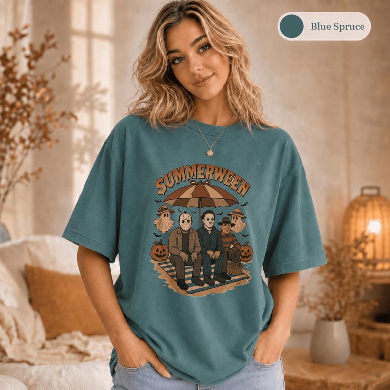 Summerween Shirt, Comfort Colors Summer Halloween Tee, Spooky Beach Party Shirt, Retro Horror Summer Shirt, Halloween Lover Gift image 18