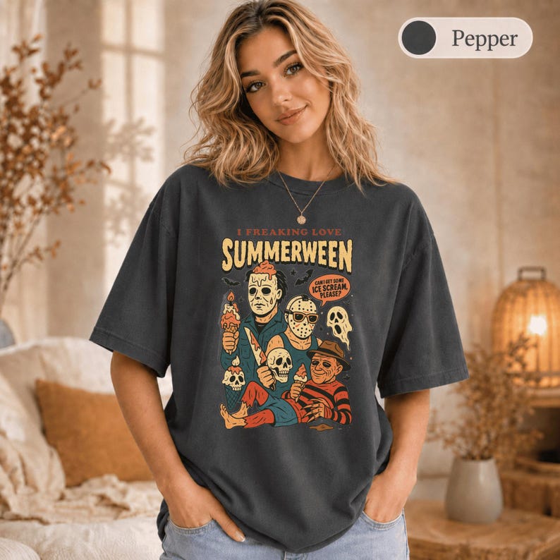 I Freaking Love Summerween Shirt, Comfort Colors Summer Halloween Tee, Funny Ice Cream Monster Shirt, Spooky Summer Gift Bild 8