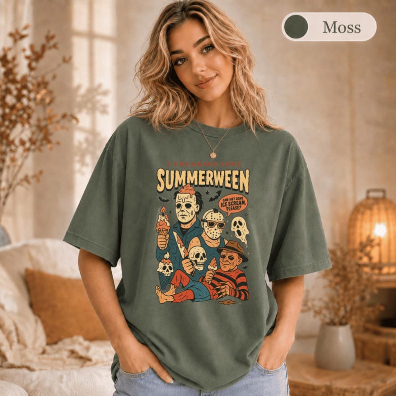 I Freaking Love Summerween Shirt, Comfort Colors Summer Halloween Tee, Funny Ice Cream Monster Shirt, Spooky Summer Gift Bild 7