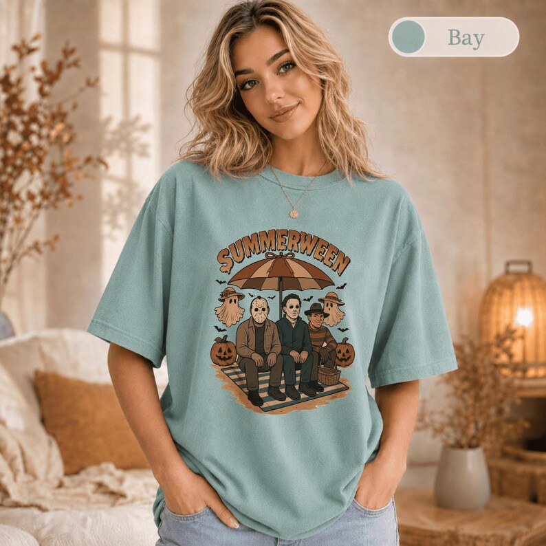 Summerween Shirt, Comfort Colors Summer Halloween Tee, Spooky Beach Party Shirt, Retro Horror Summer Shirt, Halloween Lover Gift image 15