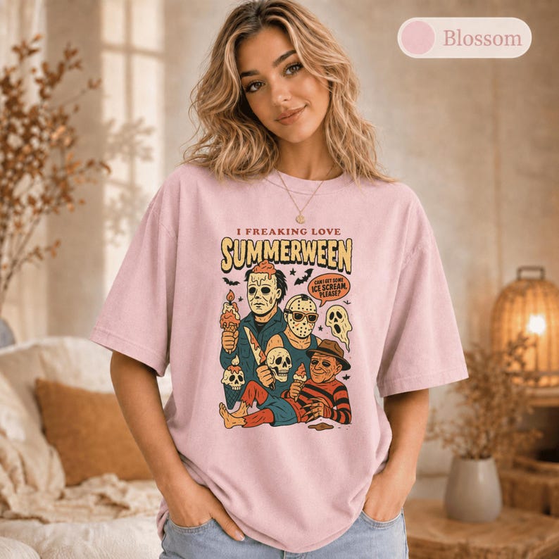 I Freaking Love Summerween Shirt, Comfort Colors Summer Halloween Tee, Funny Ice Cream Monster Shirt, Spooky Summer Gift Bild 13
