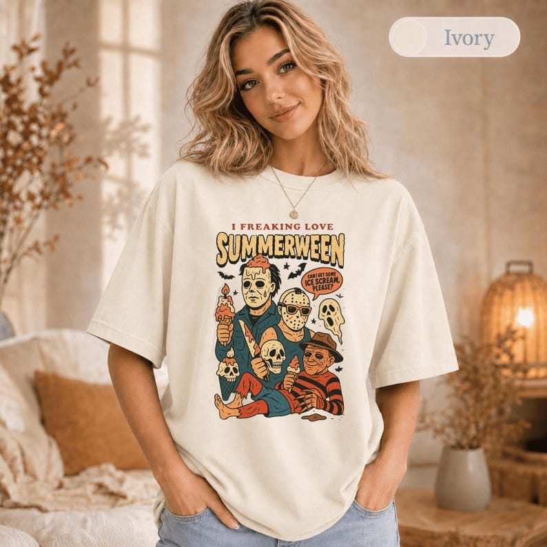 I Freaking Love Summerween Shirt, Comfort Colors Summer Halloween Tee, Funny Ice Cream Monster Shirt, Spooky Summer Gift Bild 6