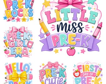 Little Miss Pre-K PNG Bundle, Pre-K Rocks PNG, Pre-K Girl Era PNG, Hello Pre-K Shirt Design, Preschool Sublimation