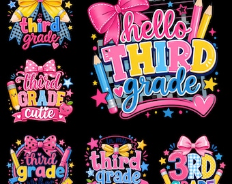 Third Grade PNG Bundle, Hello Third Grade PNG, 3rd Grade Cutie PNG, Third Grade Era Shirt, Back to School Sublimation