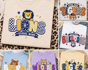 Personalized School Mascot PNG Bundle, Custom School Name Mascot Shirt Designs, Lions Tigers Bulldogs Eagles Digital Download