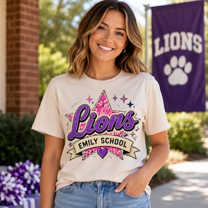 Personalized School Mascot PNG, Custom School Name Design, Lions Tigers Bears Foxes Wolves Leopards, School Spirit PNG