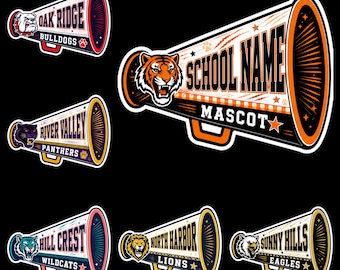 Custom Mascot Megaphone PNG, Personalized School Spirit Design, Team Mascot Cheer Game Day File