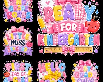 Kindergarten PNG Bundle, Ready For Kindergarten Shirt Design, Hello Pre-K First Day School Digital Download