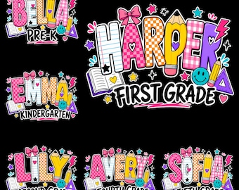 Custom Name Grade PNG, Personalized Back To School Shirt Design, Kids First Day School PNG