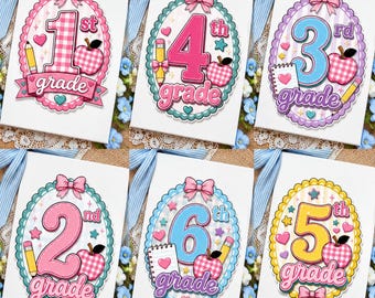 Grade PNG Bundle, Cute Back To School Shirt Design, 1st 2nd 3rd 4th 5th 6th Grade Sublimation PNG