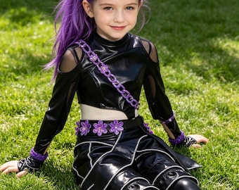 Demon Hunters Rumi Golden Full Costume, Girls Kpop Performance Outfit for Recital Halloween Party