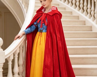 Hooded Cape Fairytale Princess Costume, Storybook Cosplay Dress for Halloween Parties, Events and Portrait Photoshoots