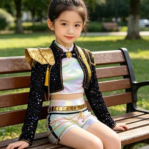 Zestaw kostiumów dla dziewcząt z serii Demon Hunter Rumi Golden, modny strój sceniczny K-pop, sukienka cosplay anime stworzona na imprezę halloweenową