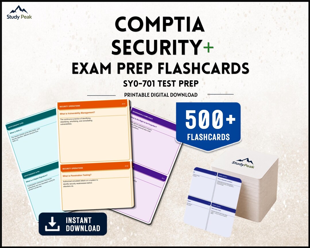 Comptia Security+ Exam Prep Flashcards | 500 Practice Study Cards | SY0 ...