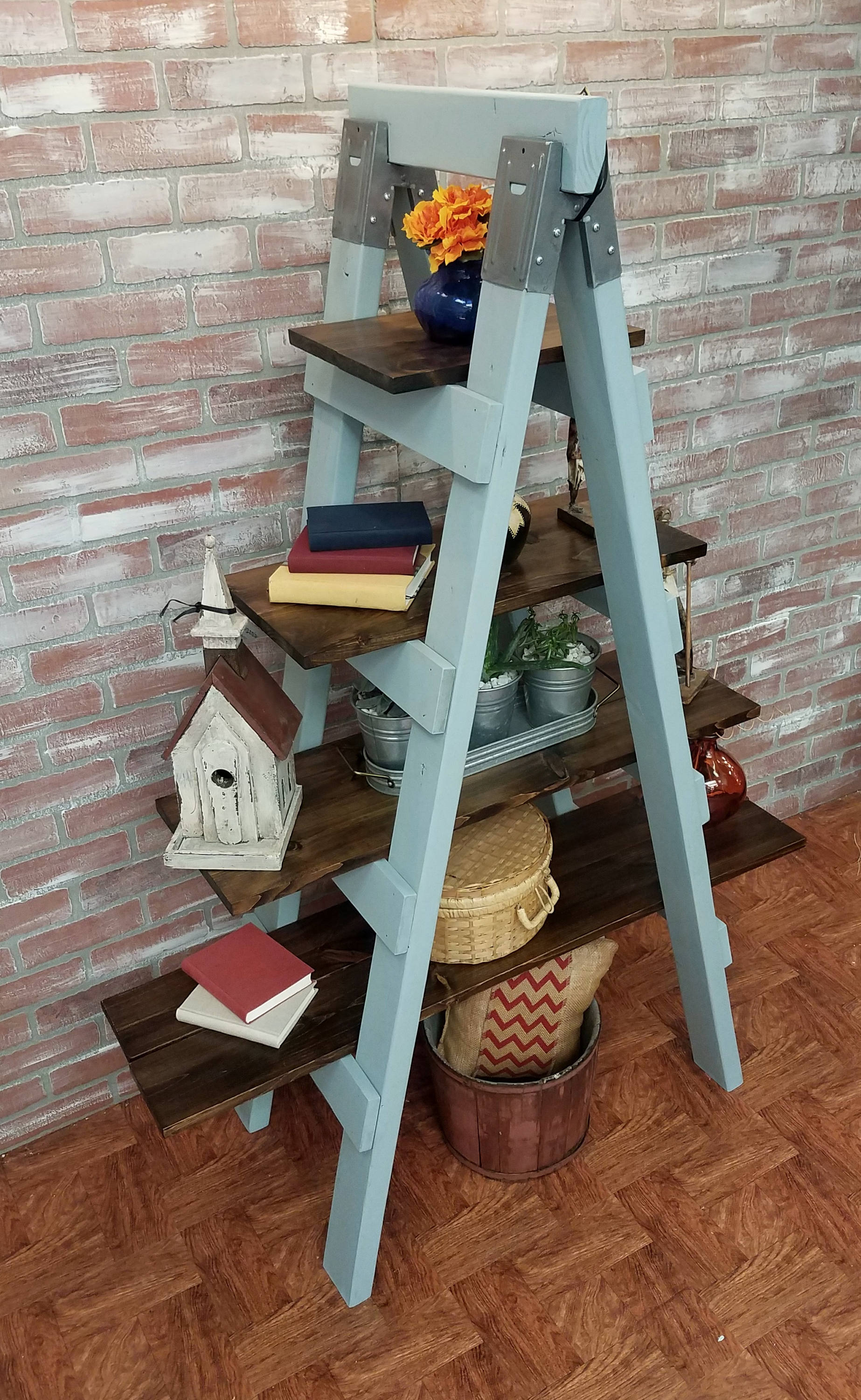 Farmhouse Style Ladder Shelf Rustic Furniture Shabby Chic Etsy