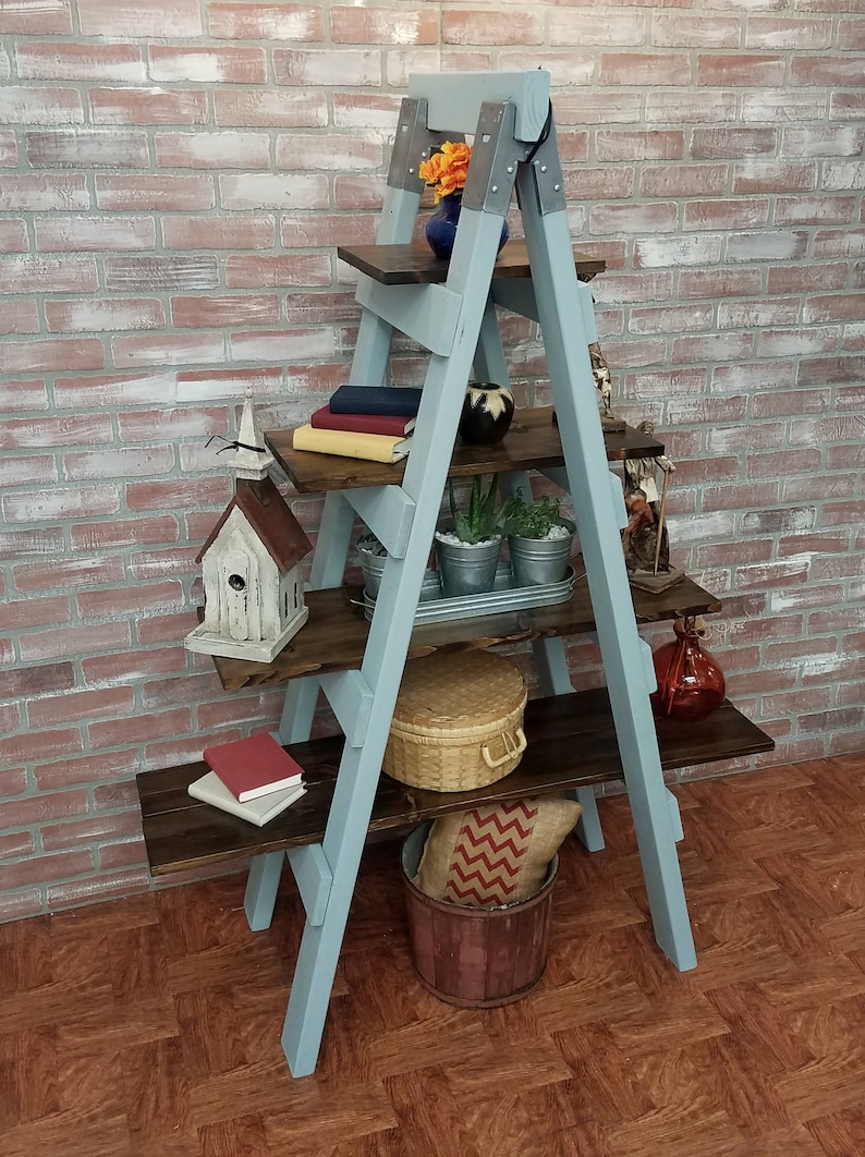 Farmhouse Style Ladder Shelf Rustic Furniture Shabby Chic Etsy