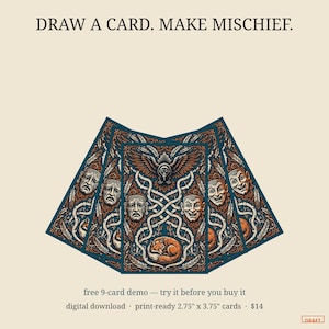 Oracle Deck for Writers & GMs | 72-Card Myth Tarot Alternative, Writing Prompts, Story Cards for TTRPG and Journaling | Digital Download