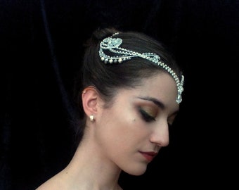 Ballet headpiece 'BLANCA' - customizable tiara: gold/silver, crystal chain, AB crystals - Bayadere shade, Nikiya, Odalisque, Medora