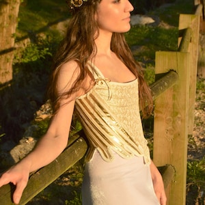Corset stays CAROLINE ooak- gold stripes 18th century bodice, adjustable - medieval steampunk fantasy bride, renaissance, cottage core stays