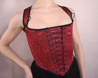 Corset stays ELOISE customizable- red/black - cottagecore, witchcore, hobbit, renaissance, 18th century short stays