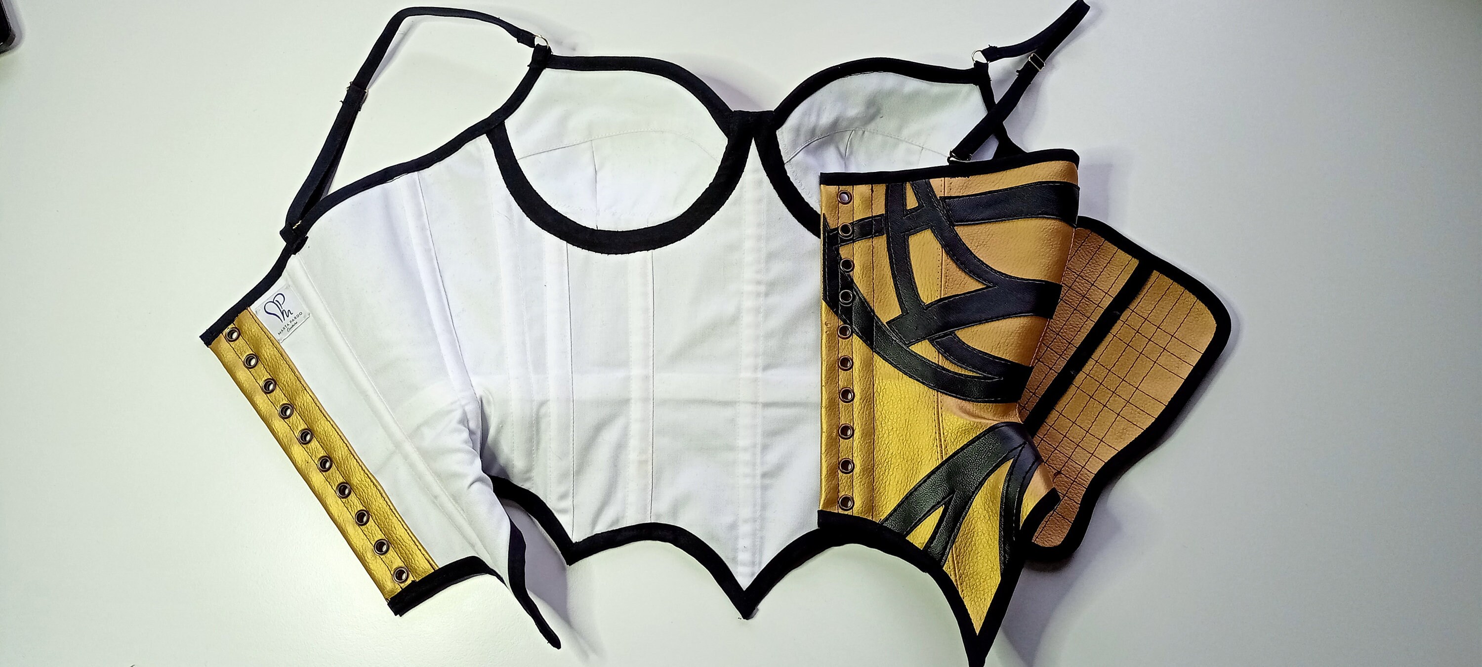 Sample Corset - Overbust: Hipolita Gold Black Pleather Super Sample Corset - Overbust: Hipolita Gold Black Pleather Super