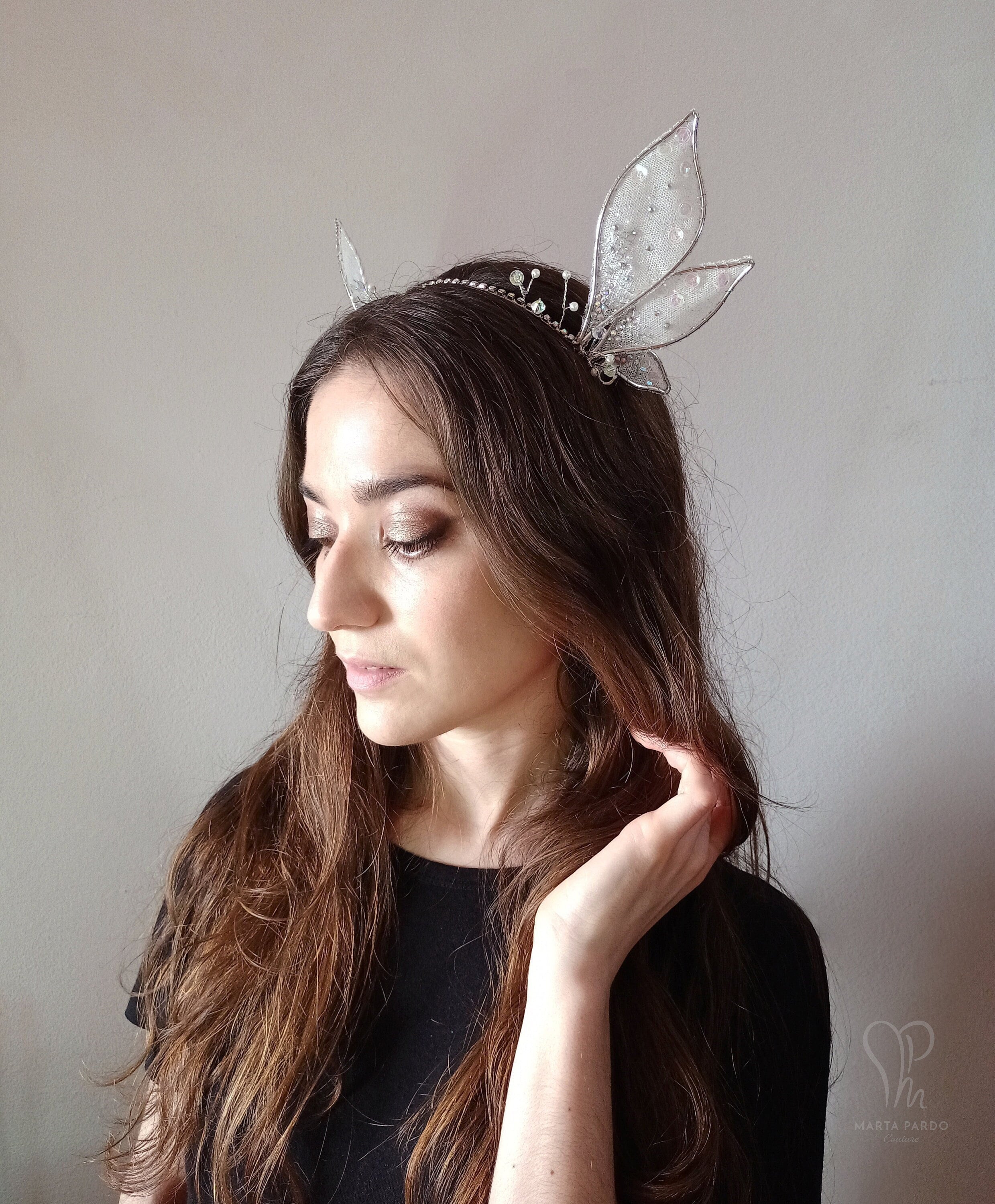 Fairy Wings EVA - Silver Wire, White Tulle, Iridescent Crystals
