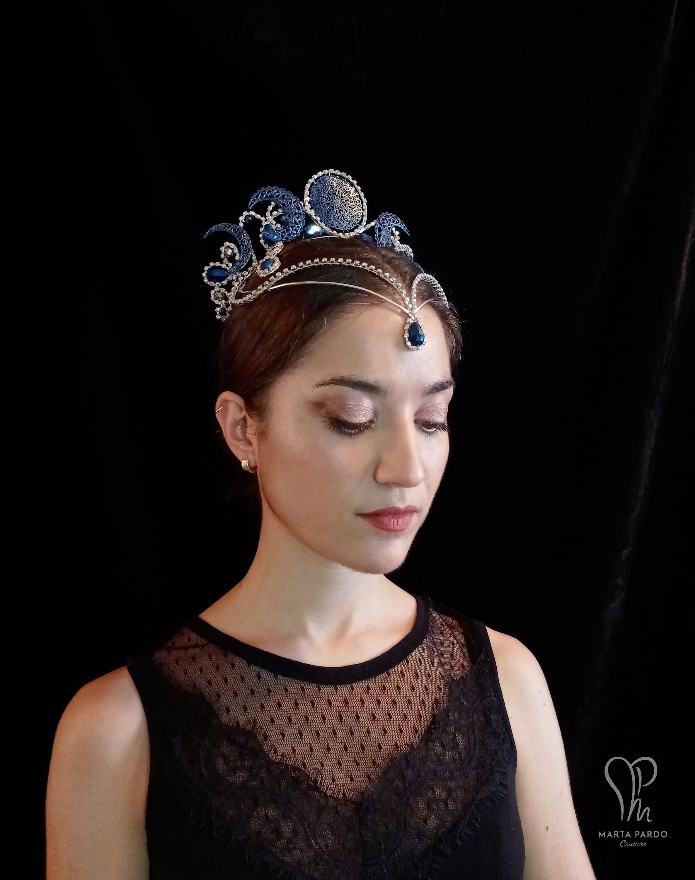 Moon Phase Silver Tiara Crown - Women Accessories Crescent Moon Tiara in Silver - Moon Princess Crown  main image 2